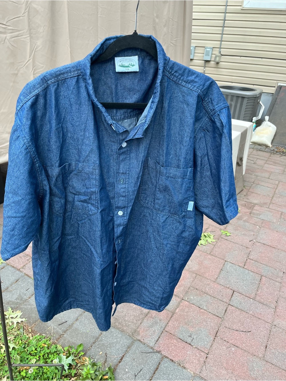 Woodland creek  Indigo Short-Sleeve Denim Button-Up Shirt SIZE XXL